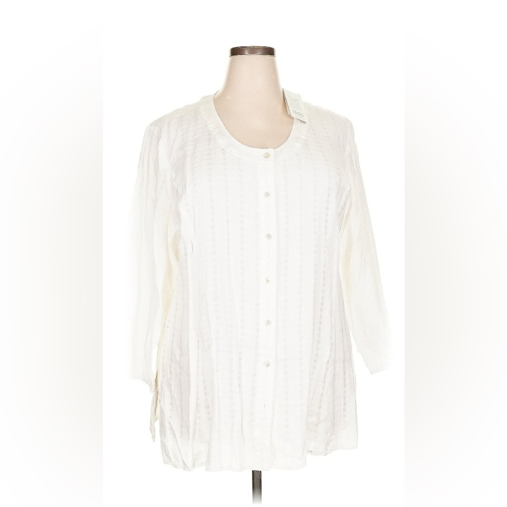 New w/tags 2X Eileen Fisher white Irish linen blouse